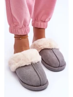 Dámské Pantofle s Kožešinou Šedé Pinky