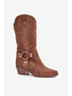 Semišové Kozačky Dámské Do  Hnědé model 21680048 - Zazoo