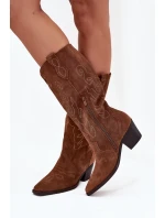 Semišové Dámské Boty Na Podpatku Camel model 21705043 - Zazoo