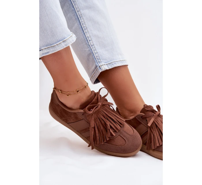 Dámské tenisky s třásněmi Hnědé model 21937698 - Boto Dámské tenisky s třásněmi Hnědé model 21937698 - Boto