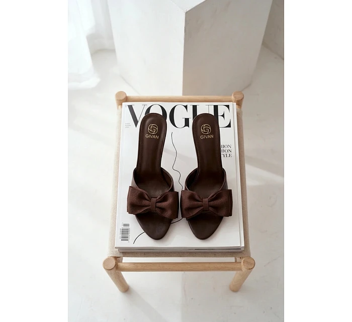 Dámské lodičky na podpatku s mašlí Čokoládové Jelessa Dámské lodičky na podpatku s mašlí Čokoládové Jelessa