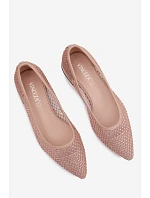 Baleríny na nízkém podpatku síťované s ozdobou Vinceza 62294 Béžové