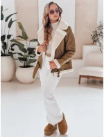 Dámská kožená bunda s ovčí kůží NORFDIMA camel FashionStreet TY4738