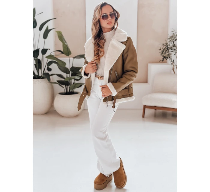 Dámská kožená bunda s ovčí kůží NORFDIMA camel FashionStreet TY4738