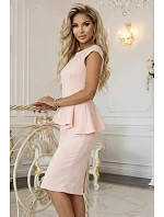 192-17 Elegantní semišové midi šaty s kosticí - pudrově růžové