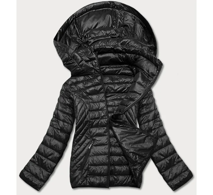 Černá dámská prošívaná bunda pro přechodné období model 17987609 - J.STYLE Černá dámská prošívaná bunda pro přechodné období model 17987609 - J.STYLE