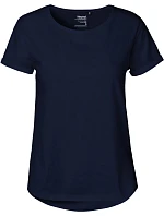 O Dámské bio tričko s ohrnutými rukávy navy model 22505580 - Neutral
