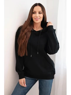 Dámská mikina s kapucí a klokaní kapsou z bavlny černá