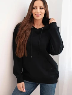 Dámská mikina s kapucí a klokaní kapsou z bavlny černá