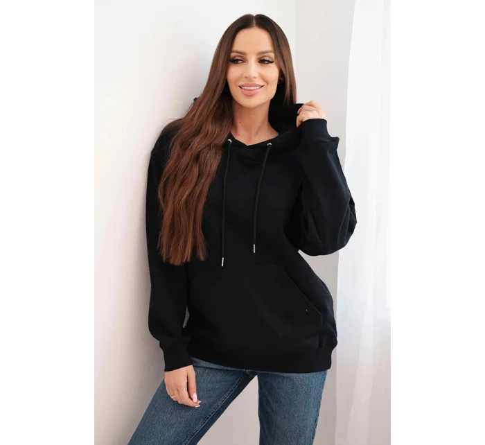 Dámská mikina s kapucí a klokaní kapsou z bavlny černá
