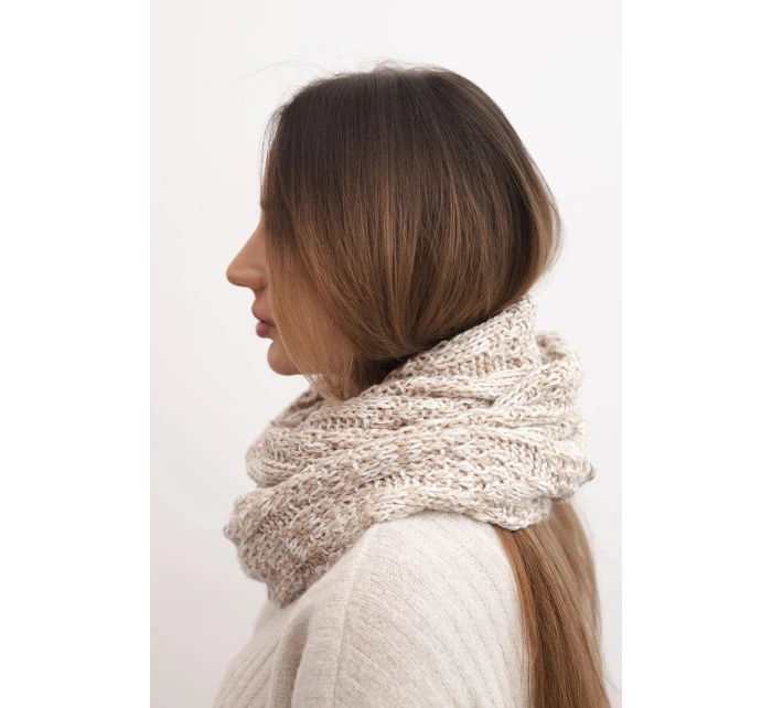 Dámský vlněný melírovaný silný šátek na zimu KN24 béžový