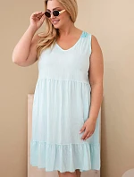 Dámské šaty Plus Size z viskózy s krajkou bez rukávů mentolová