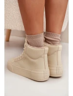 Zateplené dámské tenisky na platformě Big Star OO274795 Béžové Zateplené dámské tenisky na platformě Big Star OO274795 Béžové