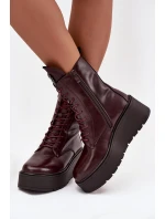 Kožené dámské kotníkové boty s ozdobou vyhřívané bordó Ulrika Kožené dámské kotníkové boty s ozdobou vyhřívané bordó Ulrika