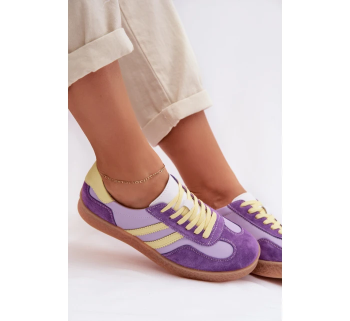 Kožené Dámské Tenisky LR61-7059 Fialové Kožené Dámské Tenisky LR61-7059 Fialové