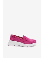 Dámské mokasiny z přírodního semiše na platformě model 22069604 Fuchsiová - VINCEZA
