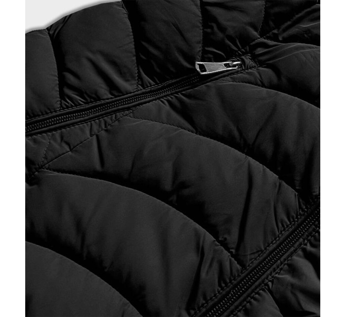 Krátká černo-šedá oboustranná dámská zimní bunda (2M-21507)