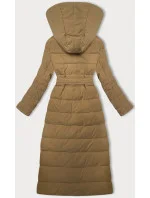 dámský kabát ve velbloudí barvě s páskem model 21248911 - STELLA FASHION