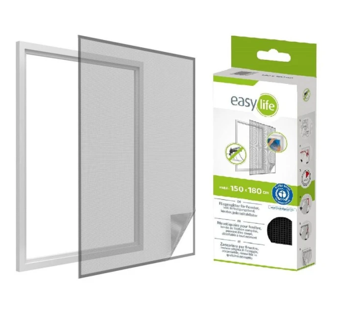 MOSKYTIÉRA DO OKNA 150X180 ČERNÝ POLYESTER + PÁSEK NA SUCHÝ ZIP