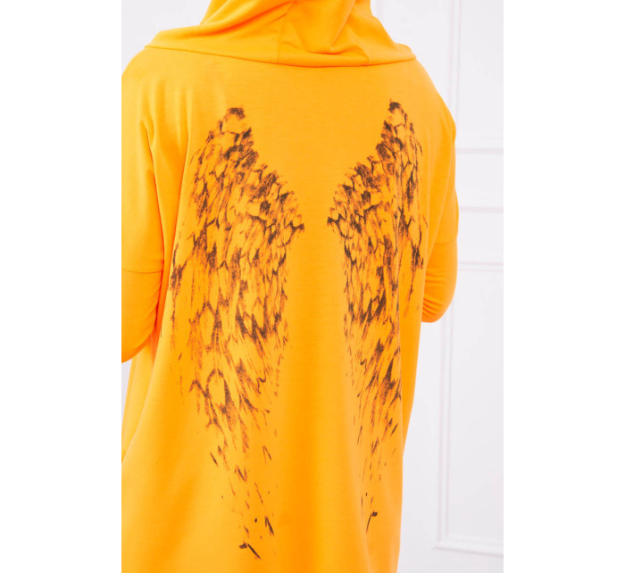Mikina s potiskem křídel oranžová neonová