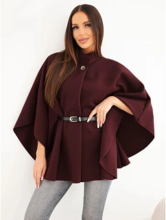Dámské pončo s páskem a vysokým límcem model 22366864 - K-Fashion