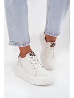 Kožené dámské tenisky na platformě Panterka Vinceza 89144 Bílé Kožené dámské tenisky na platformě Panterka Vinceza 89144 Bílé