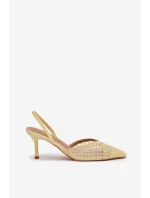 Sandály z pleteniny na podpatku žluté model 21919230 - Boto