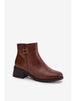 Dámské botky Delmira – hnědé, zateplené, na podpatku typu “klocek”