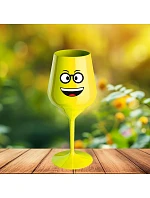 SMAJLÍK S BRÝLEMI - žlutá nerozbitná sklenice na víno 470 ml SMAJLÍK S BRÝLEMI - žlutá nerozbitná sklenice na víno 470 ml