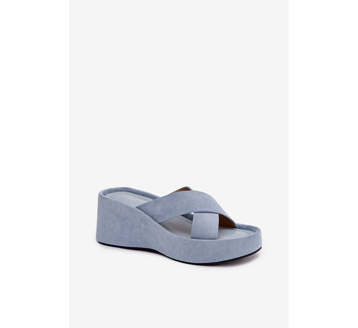 Dámské semišové nazouváky modré  Paris model 22092288 - SWEET SHOES