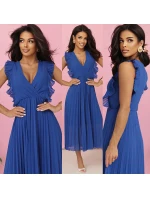 plisované šaty s volánky a výstřihem barva model 21214383 - numoco plisované šaty s volánky a výstřihem barva model 21214383 - numoco