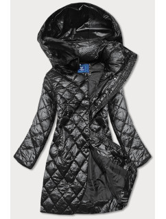 Černá dámská bunda s kožíškovým límcem (J9-068)