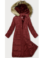 Dlouhá červená dámská zimní bunda (V725)