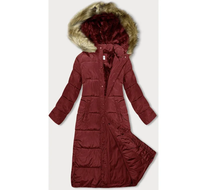 Černá dlouhá dámská zimní bunda (V725)