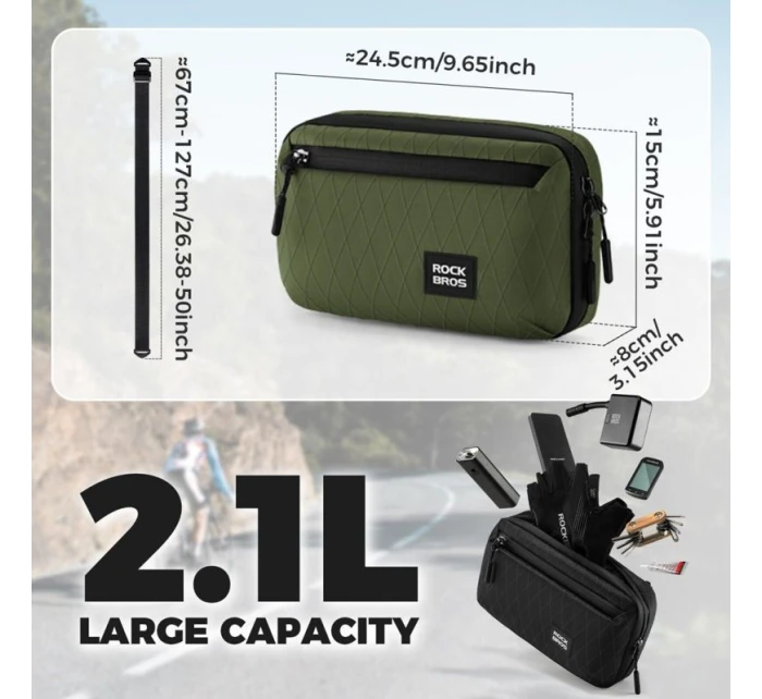 Brašna na řídítka jízdního kola Rockbros 2,1 l zelená