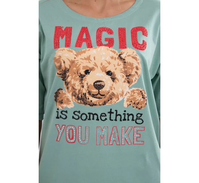 Kouzelná tmavě mátová halenka s potiskem