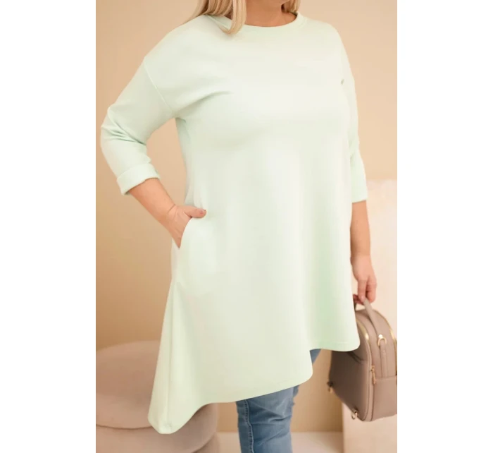 Dámská model 21808677 Plus Size z viskózy s volným střihem a dlouhým rukávem mátová - K-Fashion Dámská model 21808677 Plus Size z viskózy s volným střihem a dlouhým rukávem mátová - K-Fashion