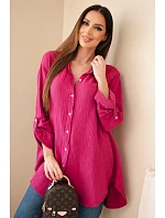 Bavlněná mušelínová košile Plus Size švestková Bavlněná mušelínová košile Plus Size švestková