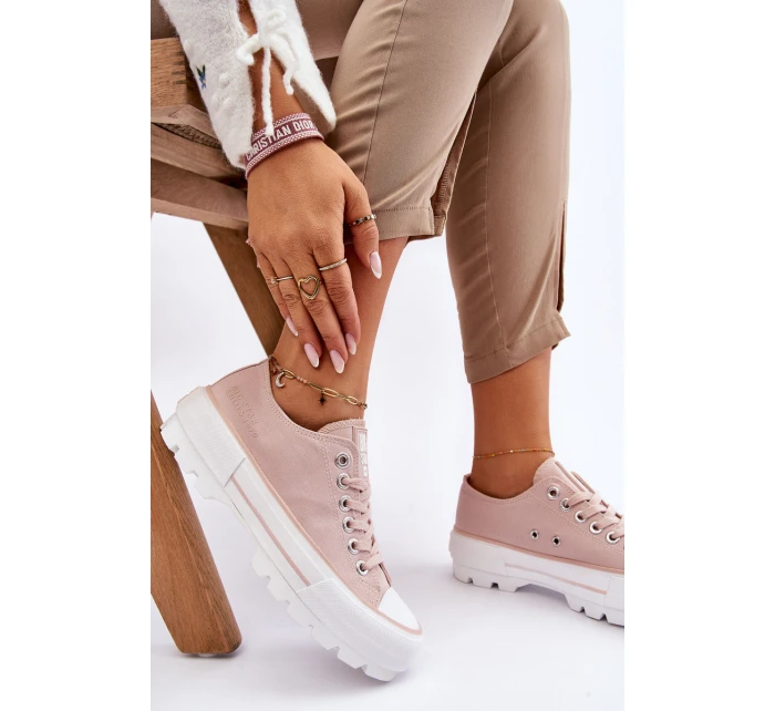 Látkové tenisky na platformě Big Star model 21610266 Nude - Big Star Shoes Látkové tenisky na platformě Big Star model 21610266 Nude - Big Star Shoes