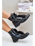 Lakované boty zateplené na zip S.Barski HY42-991 černé