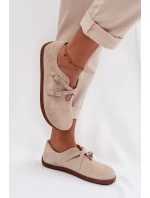 Kožené semišové dámské polobotky Zazoo N1271 světle béžové