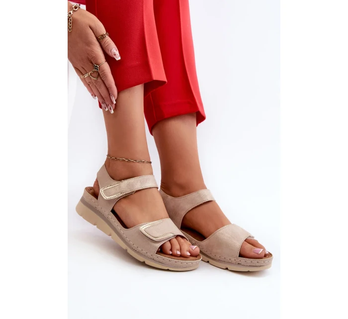 Pohodlné dámské sandály na suchý zip, béžová Iphiope