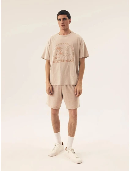 Pánské pyžamo Core 42604  02X Béžová vzor - Henderson