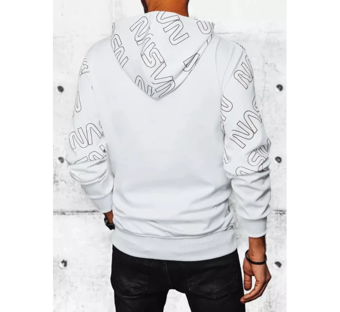 Pánská mikina s kapucí s potiskem bílá FashionStreet BX5570