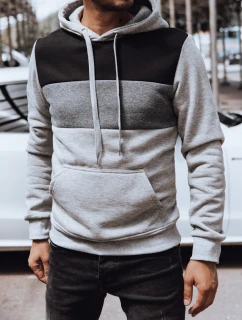 Pánská mikina s kapucí světle šedá FashionStreet BX5830