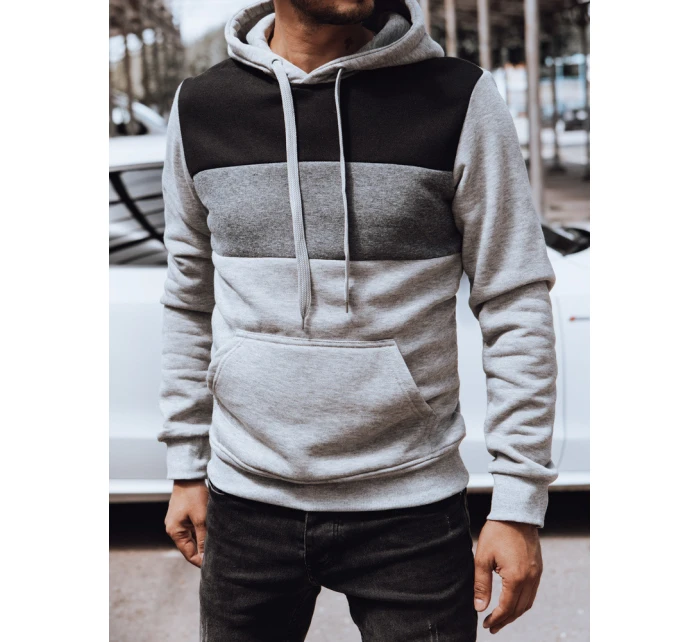 Pánská mikina s kapucí světle šedá FashionStreet BX5830