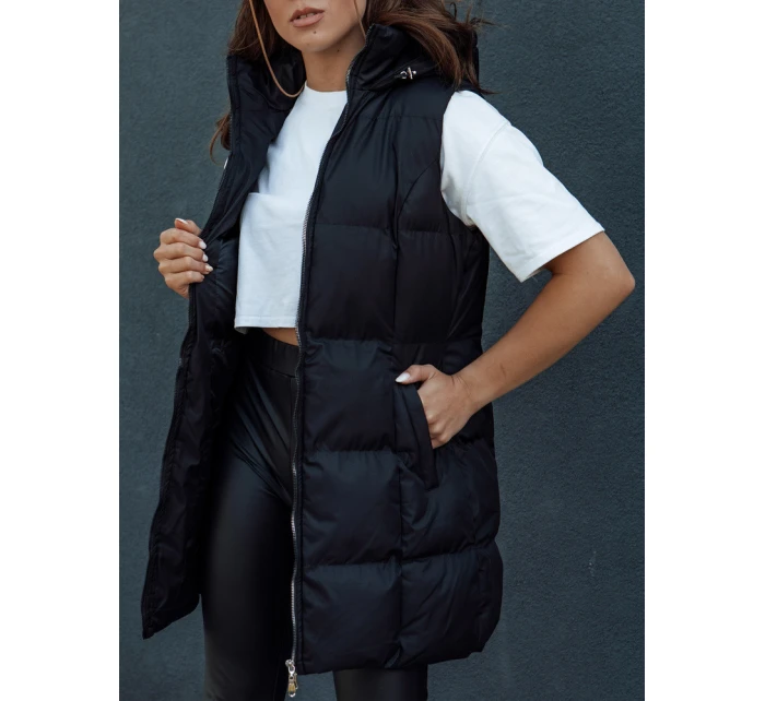 Dámská prošívaná dlouhá vesta VIANA černá FashionStreet TY4504