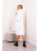 Šaty s kapucí a bočním rozparkem bílé