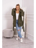 Zateplená bunda s vázáním v pase khaki barvy Zateplená bunda s vázáním v pase khaki barvy