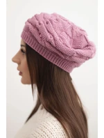 Dámská zimní čepice s ozdobným pletením a  fialová model 21878103 - K-Fashion